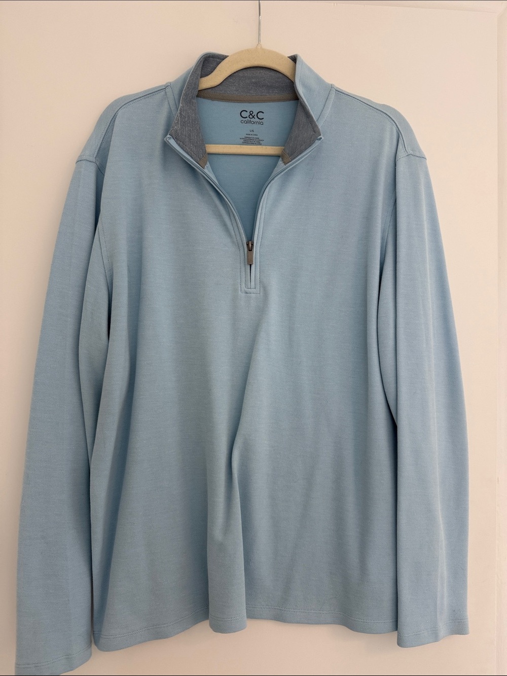 C&C California Men's Sky Blue Half-Zip Sweater